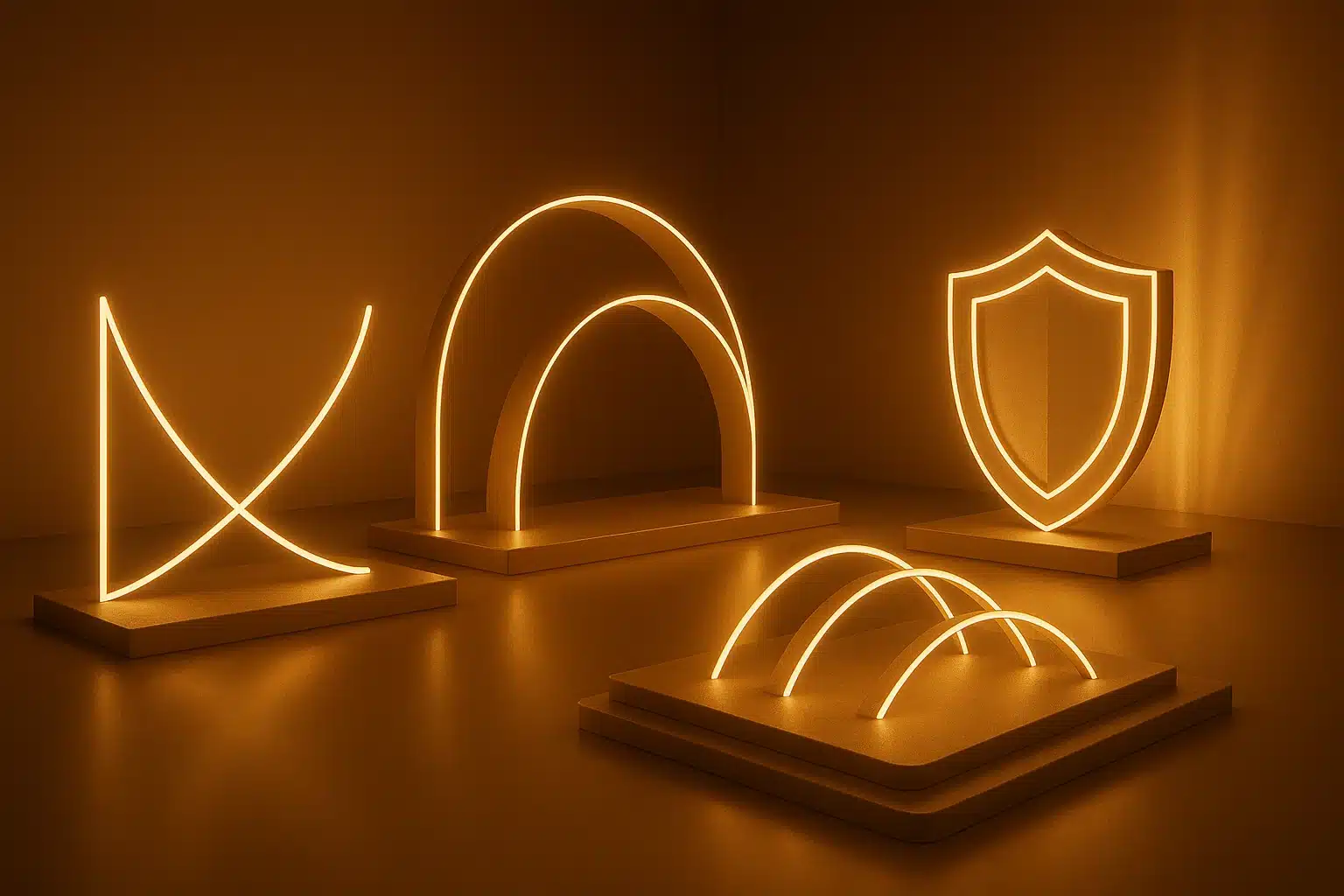 Currency hedging protecting against exchange rate risk shown with abstract hedging symbols.