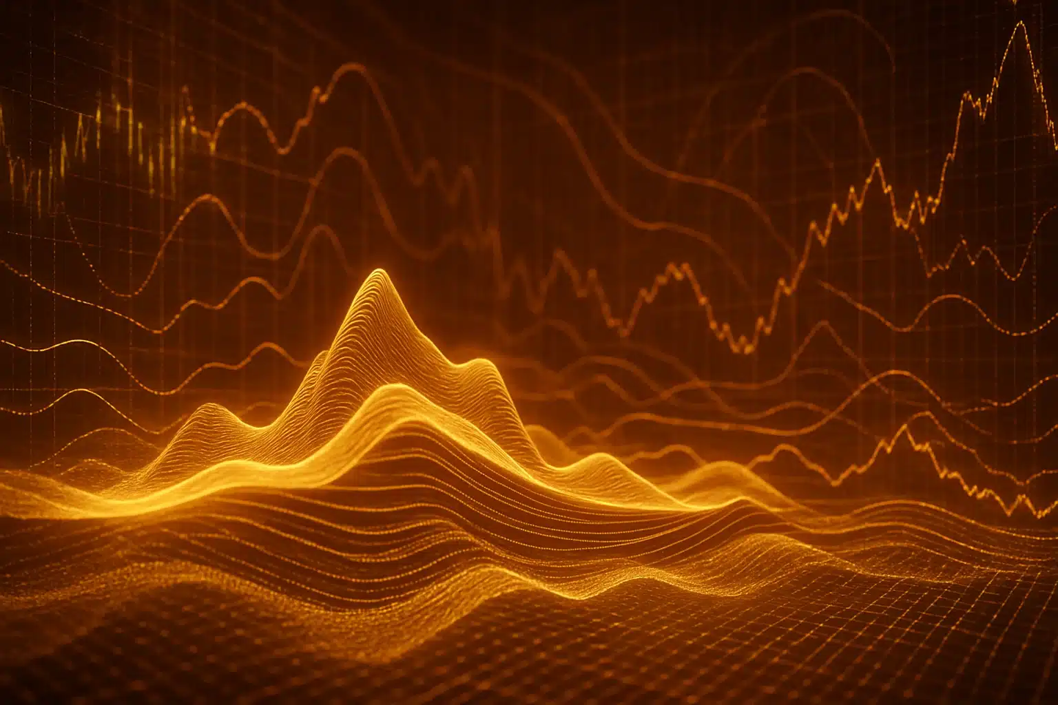 Depth analysis worlds most vulnerable currencies with golden volatility waves.
