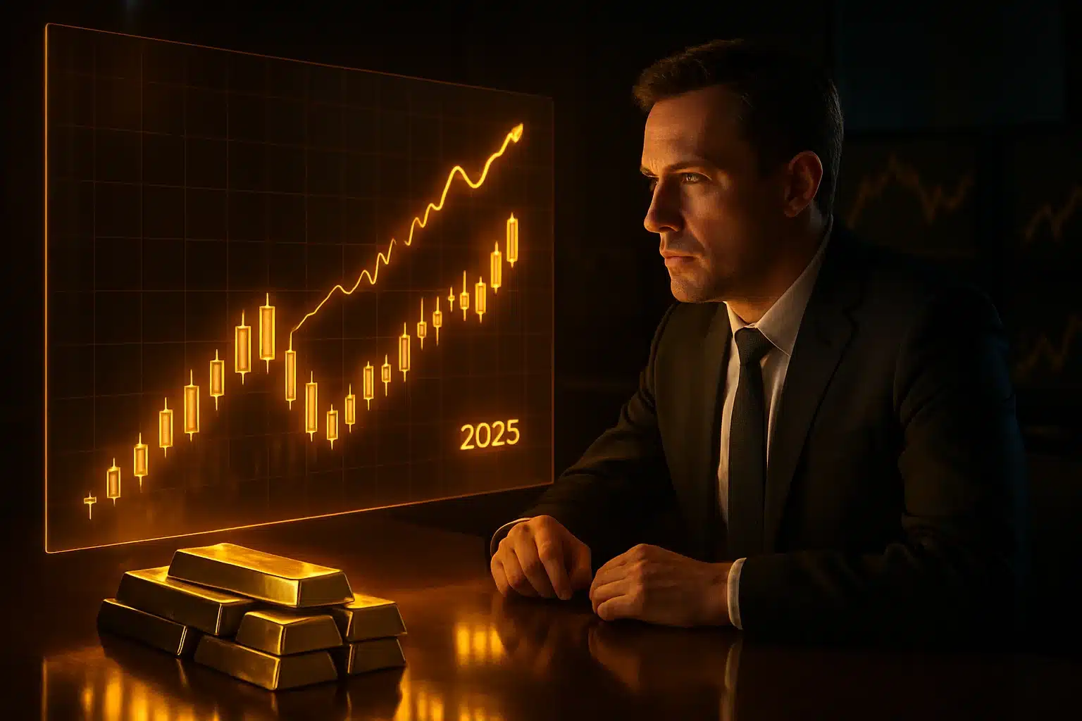 Gold price prediction 2026 outlook with rising chart and gold bars.