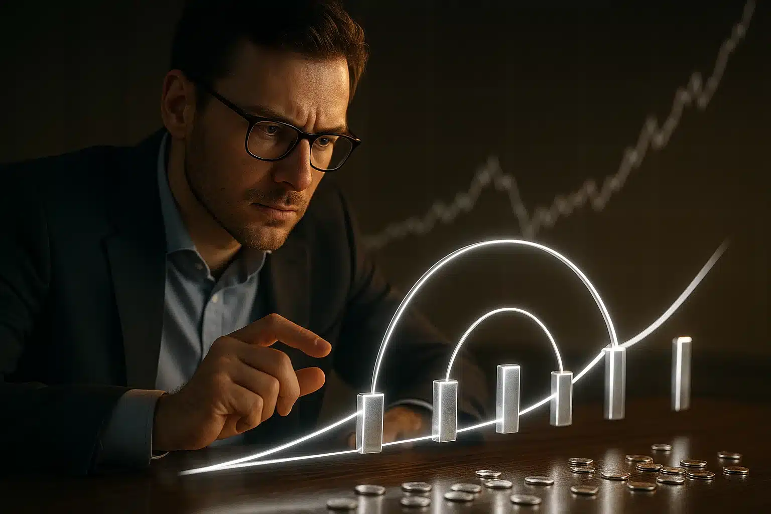 Key timeline milestones silver forecast shown with analyst and glowing arcs.