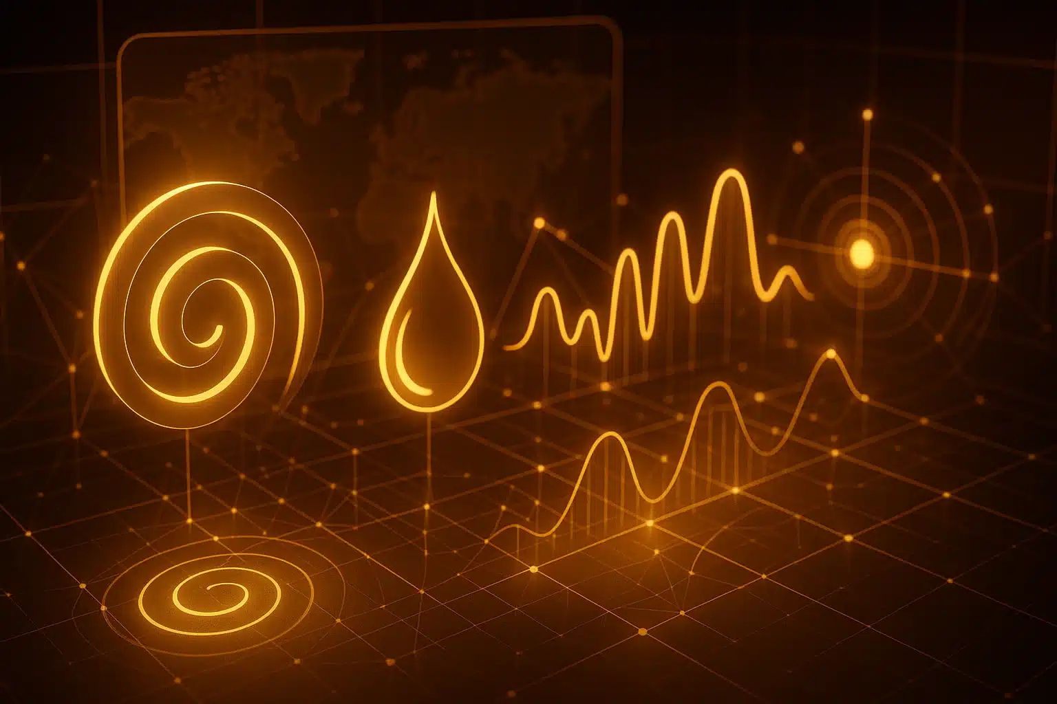 Root causes currency weakness shown through abstract economic indicators.