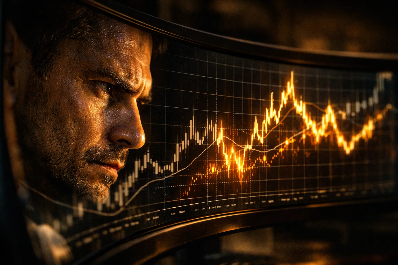 Psychology of speculation showing emotional pressure during trading decisions.