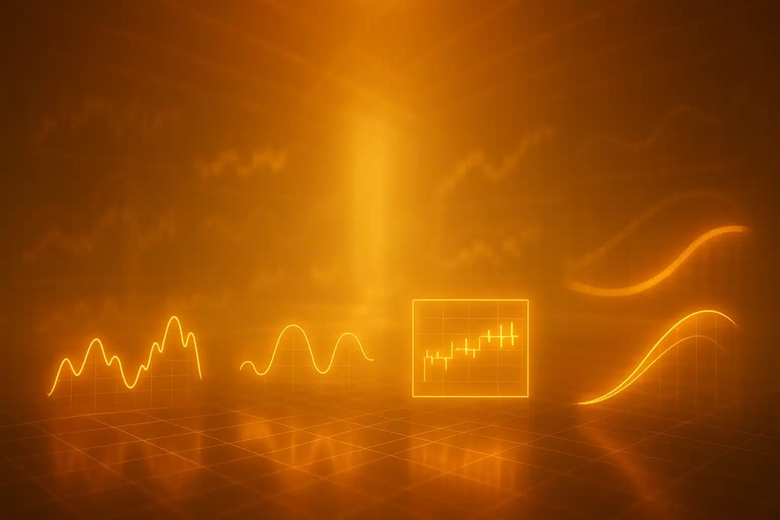 Understanding swing trading fundamentals with glowing market cycle graphics.
