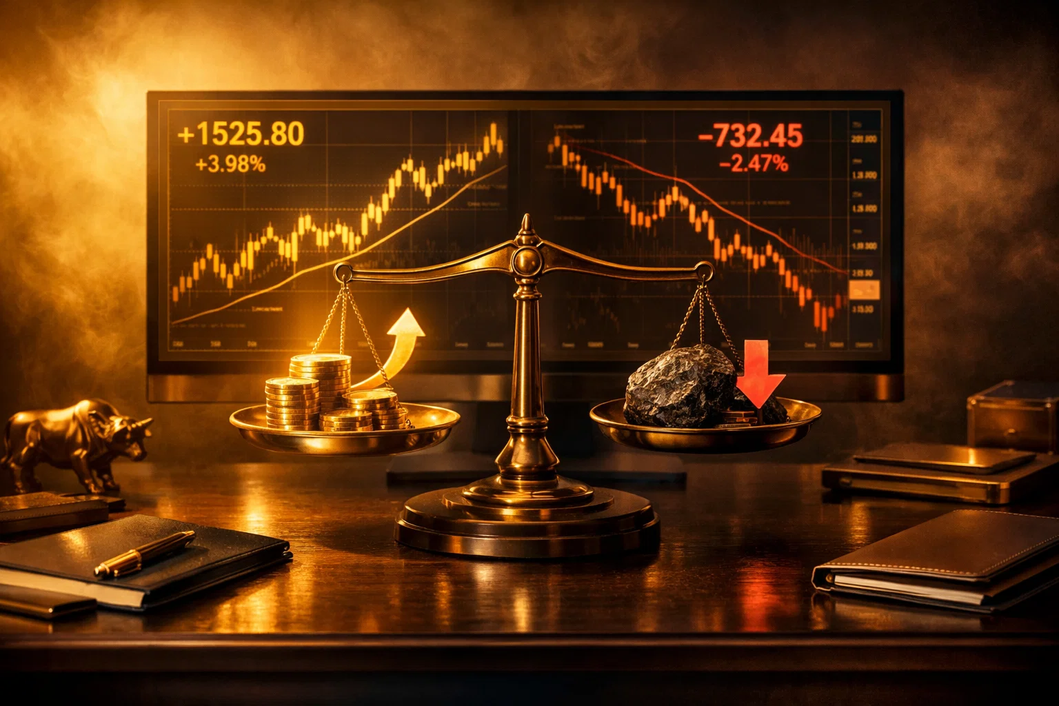 Professional analysis of the advantages and risks of trading the double top pattern in a golden office.